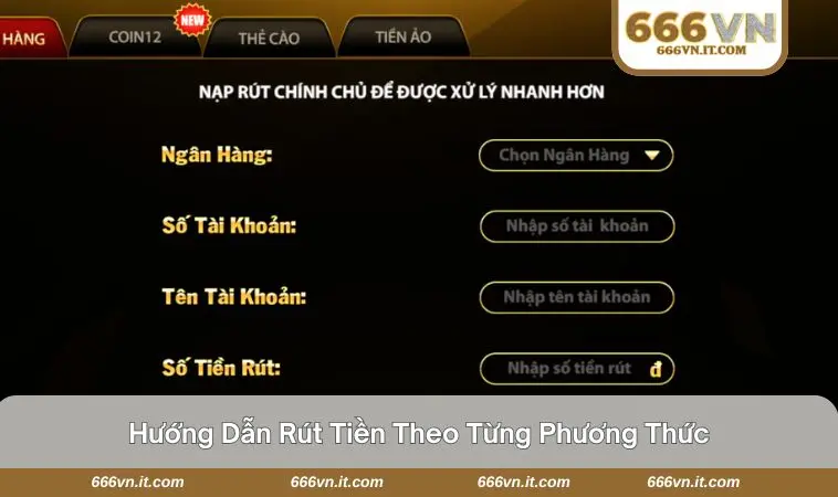 Các bước rút tiền qua ví điện tử tại 666VN
